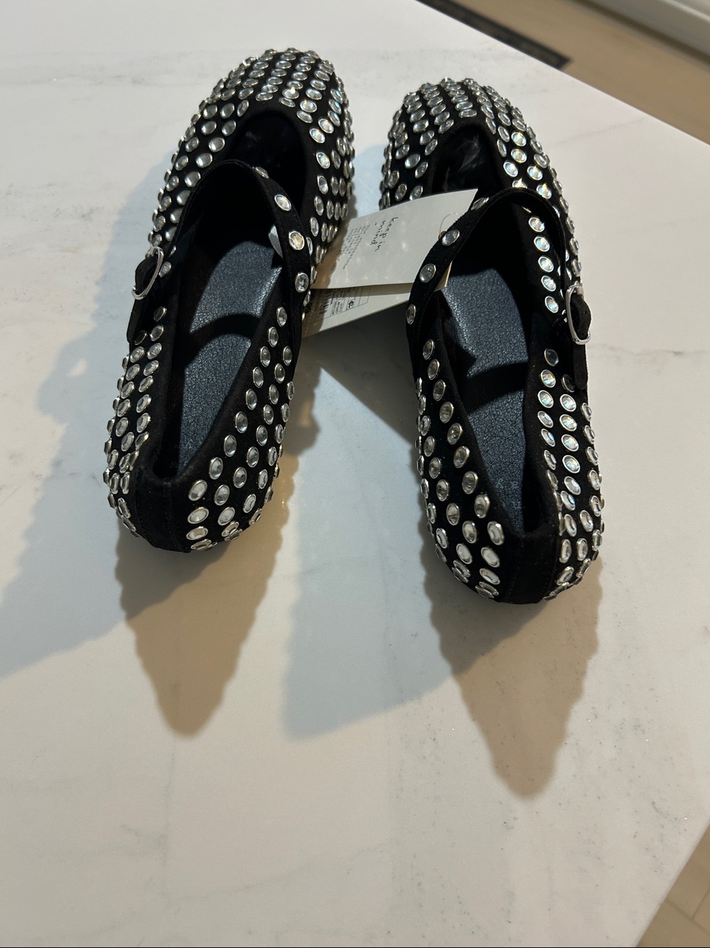 a new day Black Mary Jane Flats with Silver Crystal Studs - Picture 2 of 2